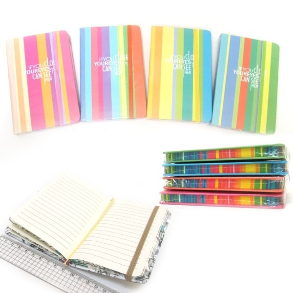 Notepad A6/96 sheet "JO" /NA696065/ on rubber band "Multicolored" edge 70g, mix (1/24/144)