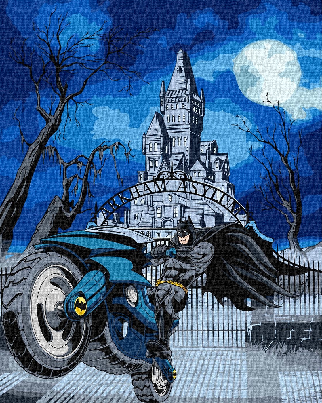 Paint by number "Ideyka" /KHO8709/ "Batman: Batcycle with extra metallic paints" 40*50cm