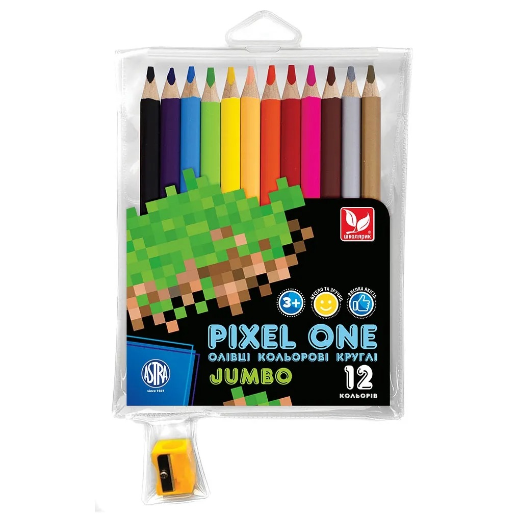Colored pencils "Schoolboy" 12 pcs. /312221005-UA/ round "Jumbo Pixel One", chinka (1/12)
