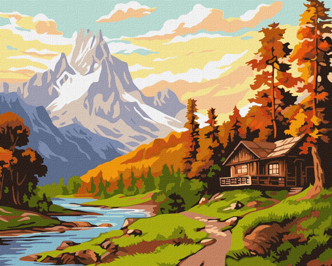 Picture by number "Ideyka" /KHO6339/ "House in the middle of the mountains" 40*50 cm
