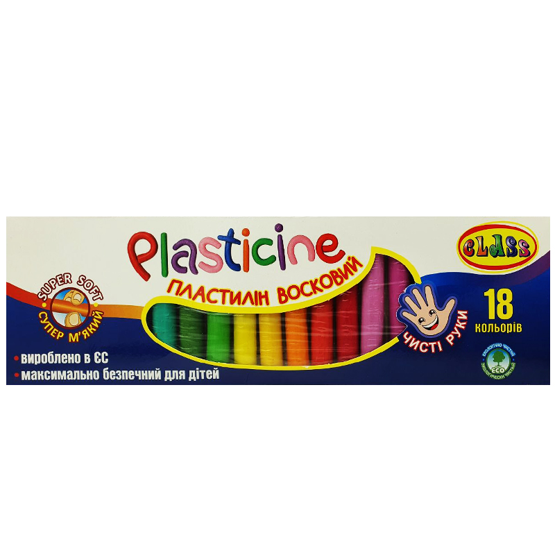 Plasticine "CLASS" "Clean hands" 18 pcs. /7628C/ 300g. wax (1/40)