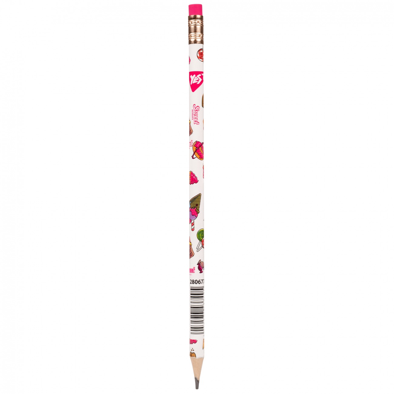 Pencil "Yes" /280677/ "Sweet Cream" with eraser round 36 pcs/tube, with foil (36/540/2160)