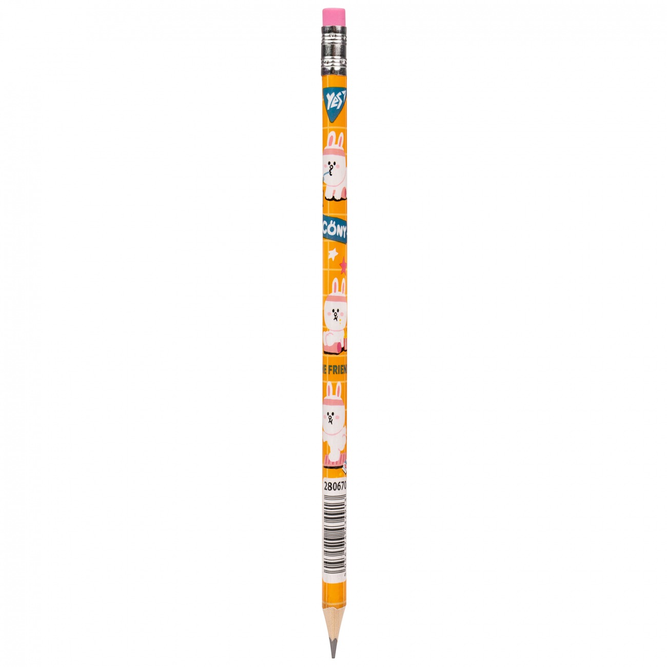 Pencil "Yes" /280670/ "Line Friends. Cony" with triangle eraser. 36 pcs/tube (36/540/2160)