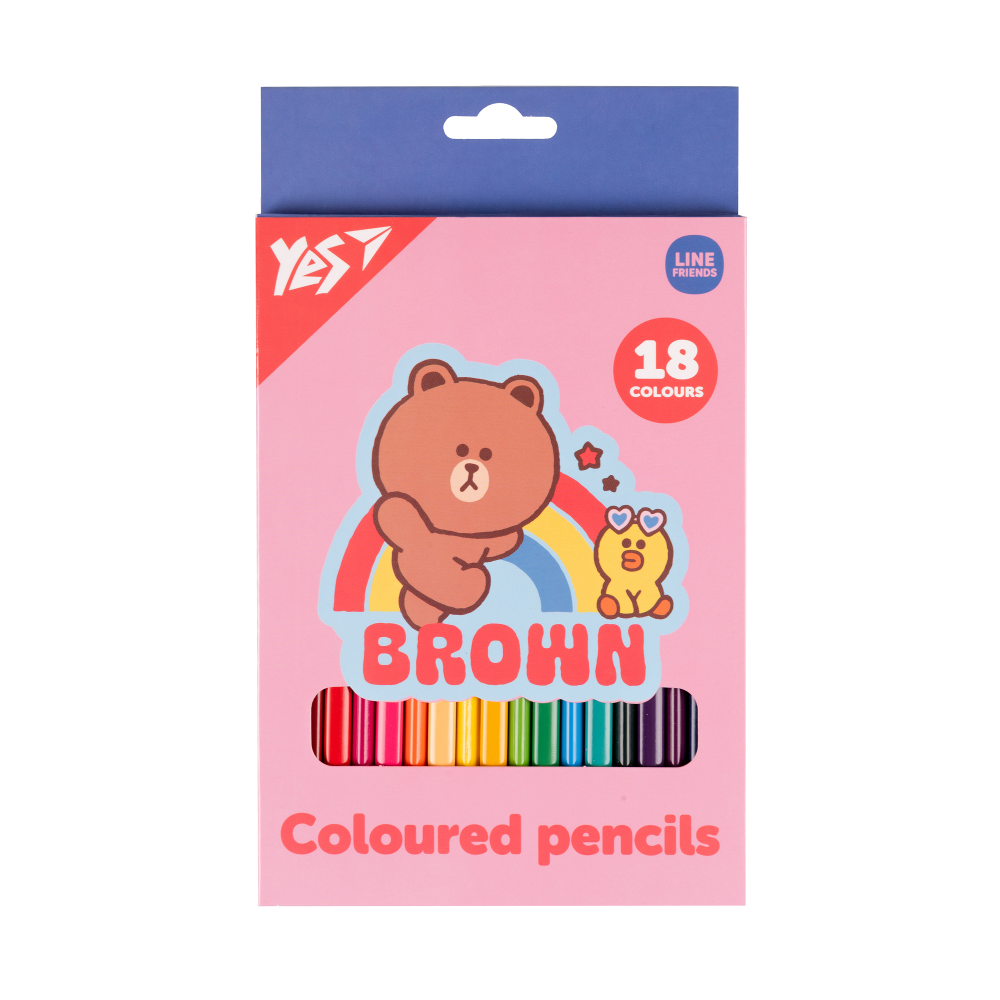 Олівці кольорові "Yes" 18 кол. /290734/ "Line Friends. Choco and Sally"  (1/8/160)