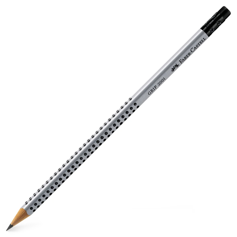 Pencil "Faber-Castell" /117201/ GRIP2001 B made of rubber. TRIANGLE gray (12)