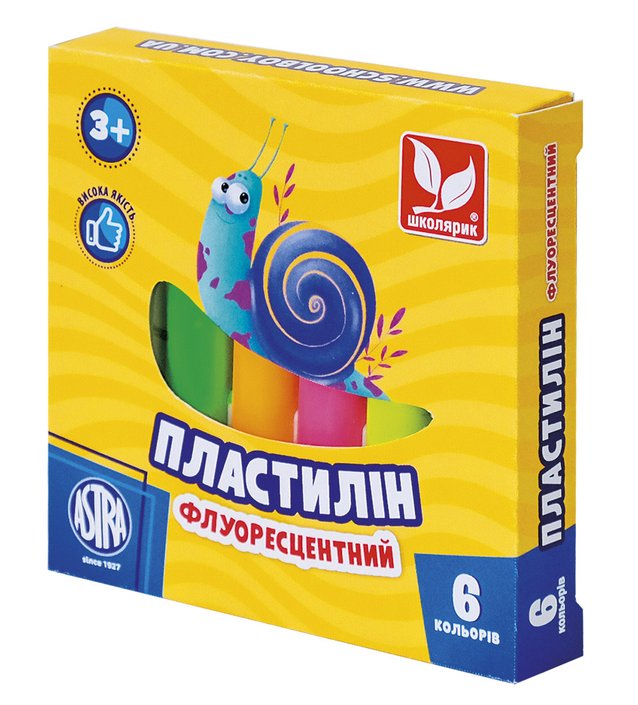 Пластилін восковий "Школярик"  6 кол. флуор. круглий /83811906-UA/ 78 г (1/26)