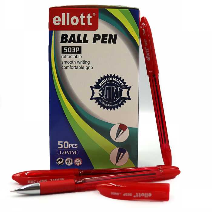 Ballpoint pen "Ellott" /503P/ red, 1mm, pros. Corp., flu (50)