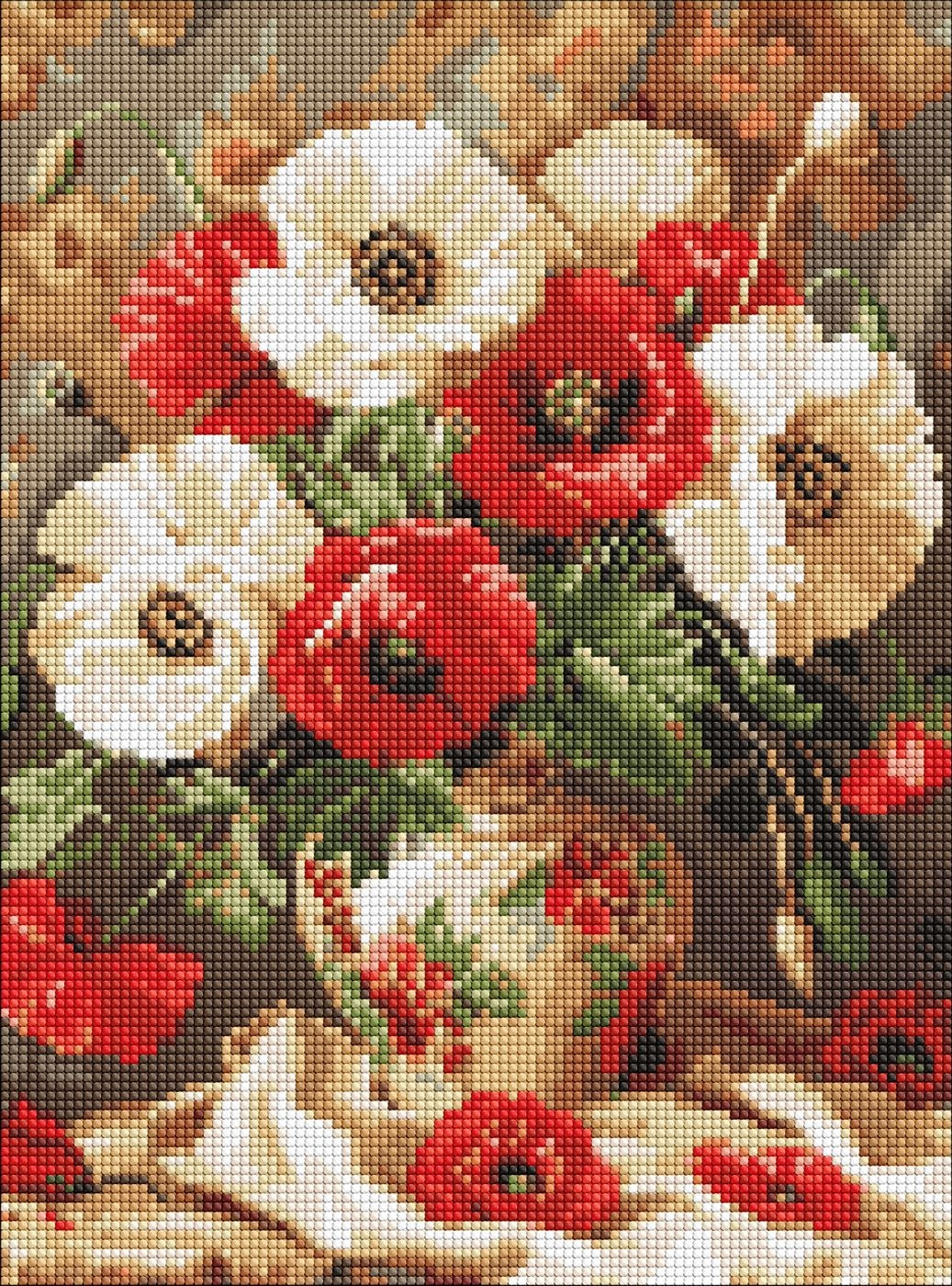 Diamond mosaic "Ideyka" /AMO20407/ "Red and white poppies" 30*40cm