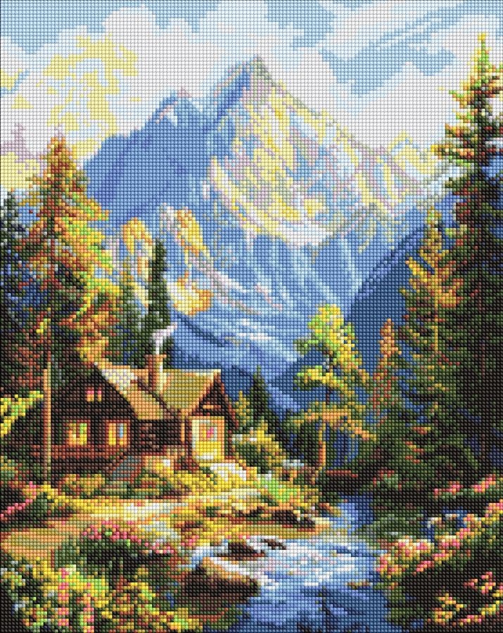 Diamond mosaic "Ideyka" /AMO20229/ "Cozy among the peaks" 40*50cm