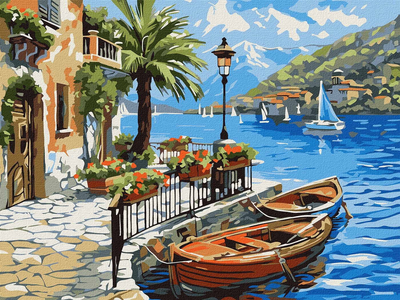 Painting by numbers "Ideyka" /KHO6466/ "Boat on a sunny shore" 30*40cm