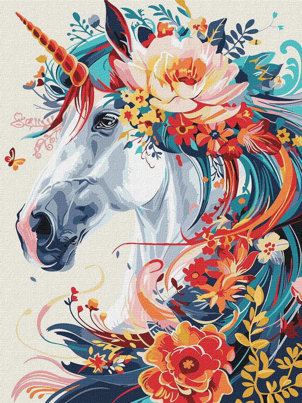 Paint by number "Ideyka" /KHO6890/ "Flower unicorn" 30*40cm