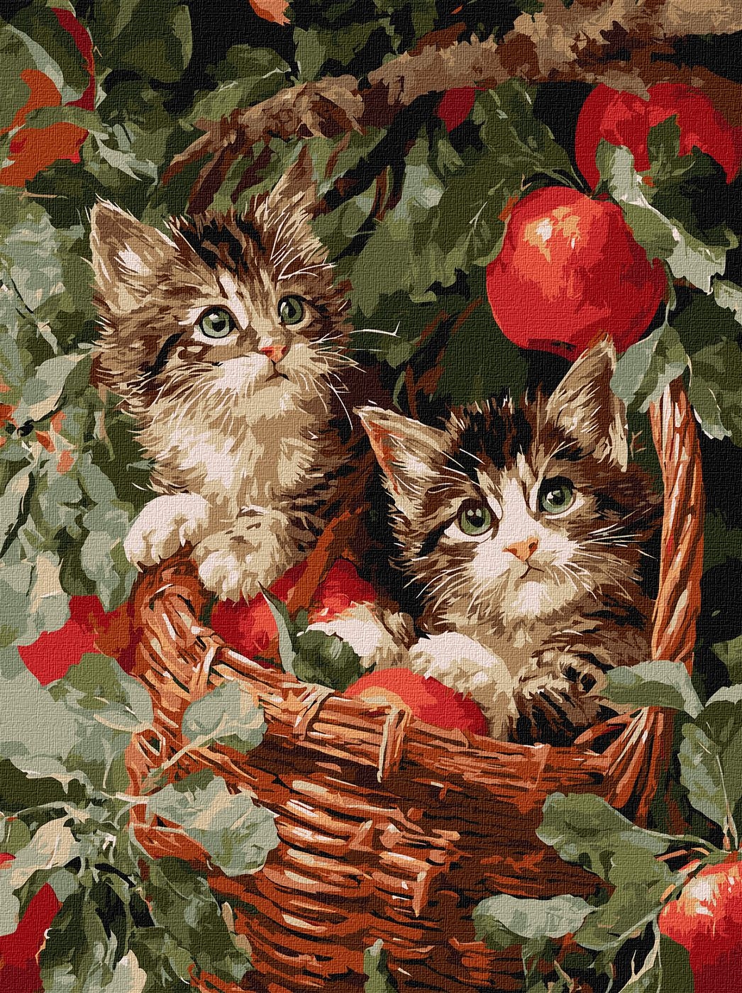 Painting by numbers "Ideyka" /KHO6949/ "Cats in a basket" 30*40cm