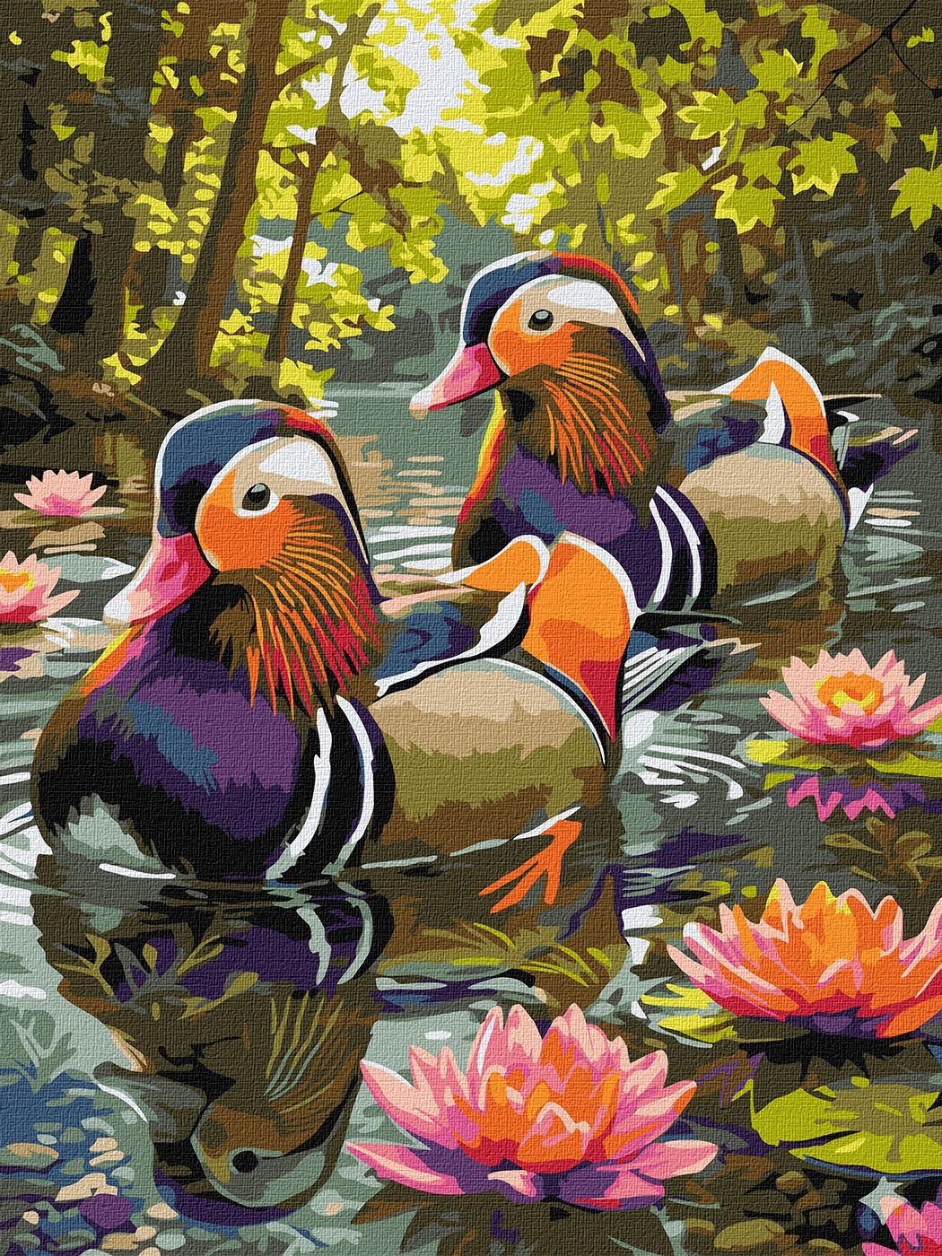 Painting by numbers "Ideyka" /KHO6957/ "Ducks among lake lilies" 30*40 cm