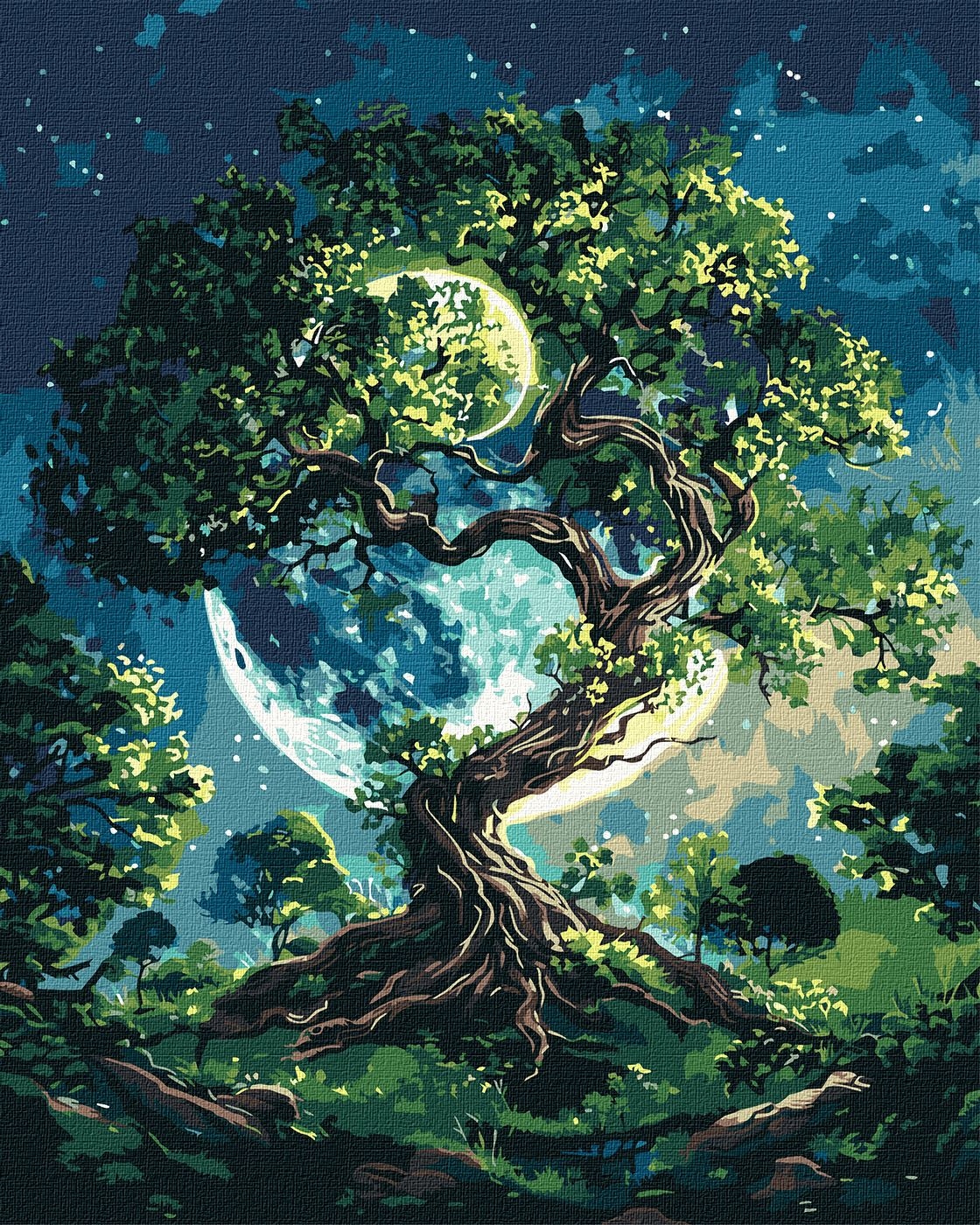 Picture by number "Ideyka" /KHO6457/ "World tree with metallic colors" 40*50cm