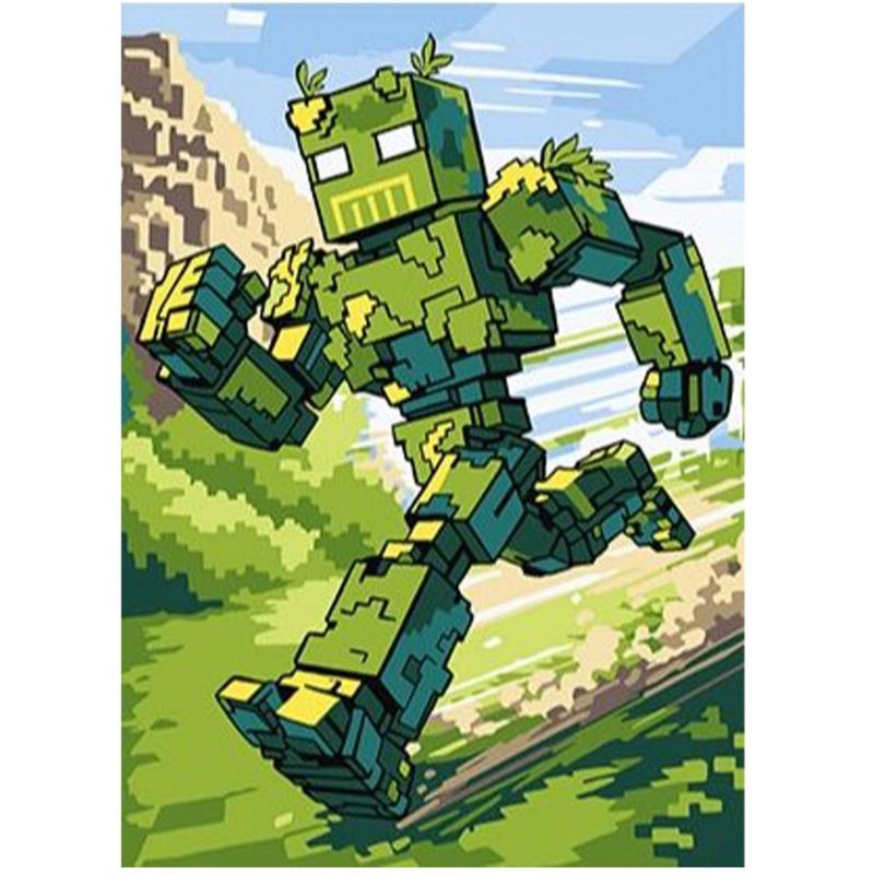 Painting by numbers "Ideyka" /KHO1373/ "Pixel robot on the way" 17.5*24cm