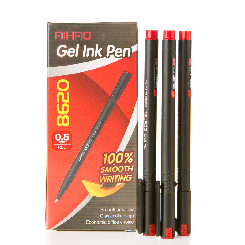 Gel pen "AIHAO" /AH8620/ "Gentel" red, 0.5mm (12/144)