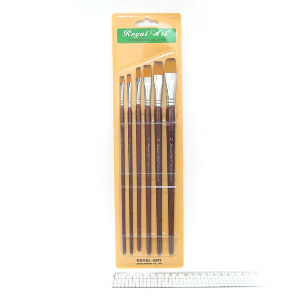 Set of brushes "Royal-Art" nylon /RA200/1912/ 6 pcs (2,4,6,8,10,12) flat oval, long (1/24/144)