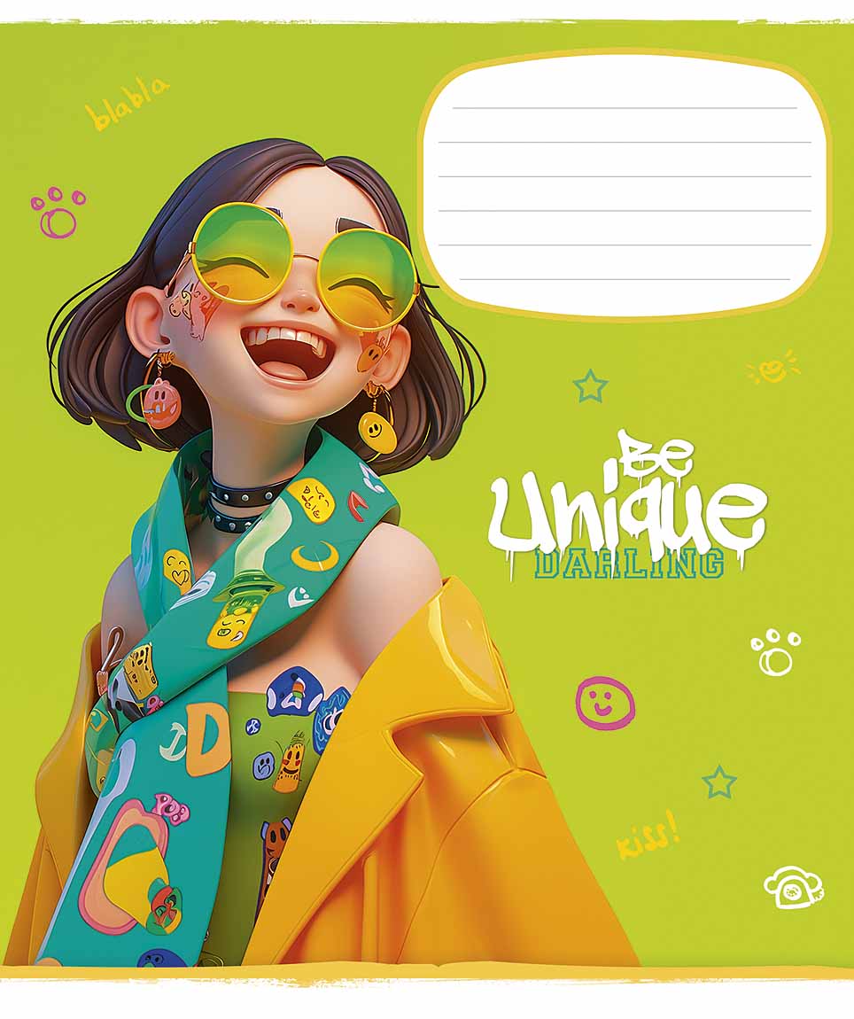 Зошит уч. "Школярик" 18арк.== /3455L/ "Be unique" виб.УФ-лак (дівчинка) (25/250)