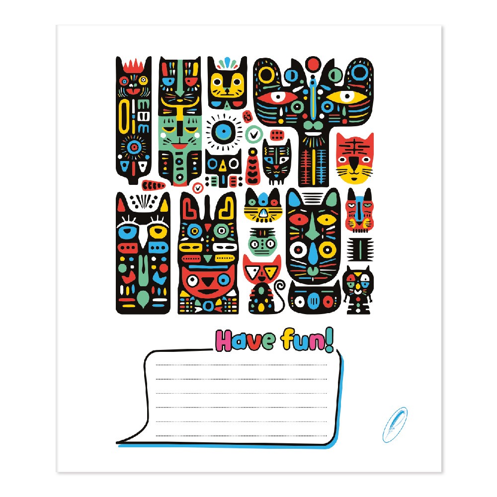 Student's notebook "Feather" 24 sheets == /TV-309/ №0093 Funny doodles, offset paper 50-53 g/m2 (20/400)