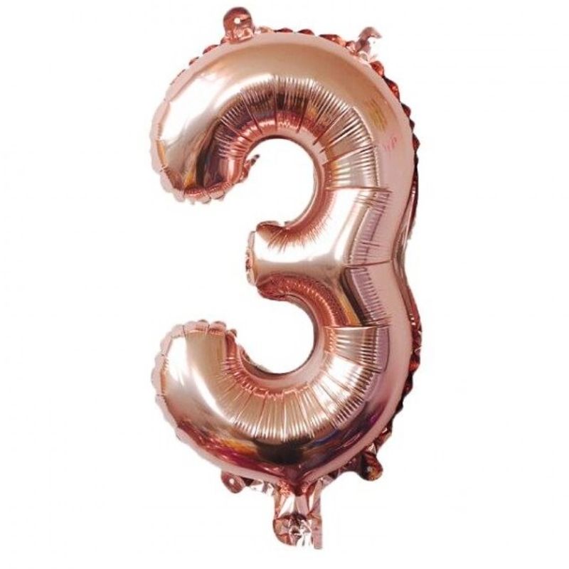 Number ball "WB" /9537rg-3/ "3" rose gold, 75cm (1/10)