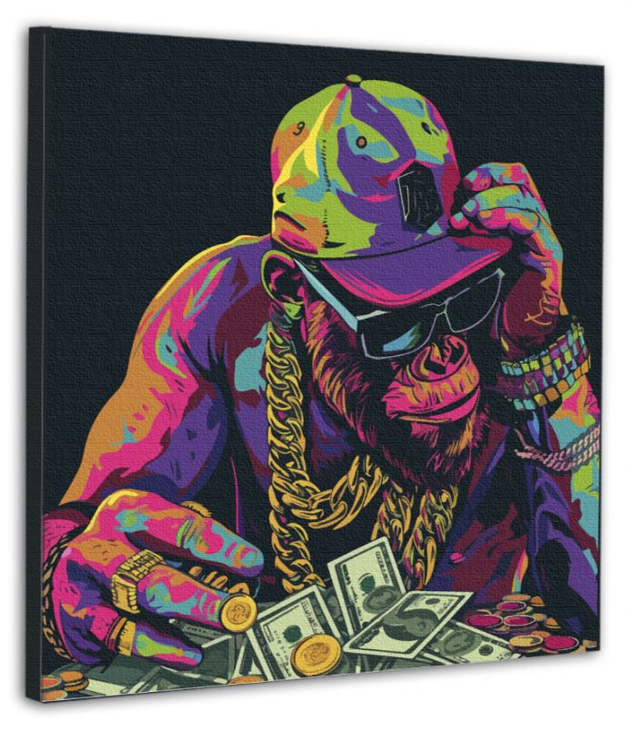 Картина за номерами "SANTI" /955052/ "Гроші та стиль", 40*40см неонові фарби