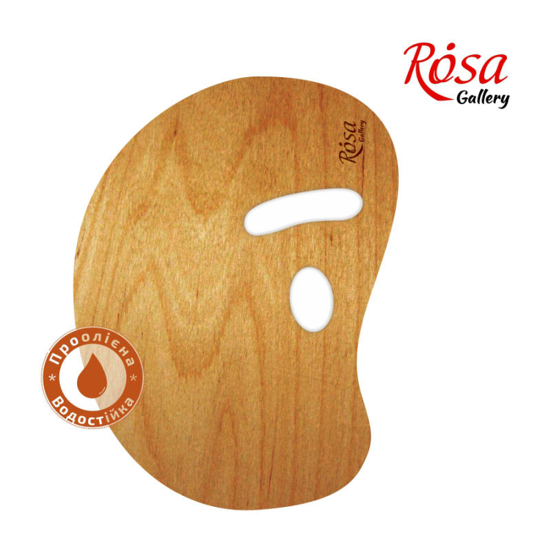 Wooden palette, oval MODERN, ergonomic, oiled, 30*40 cm, /317/ ROSA Gallery