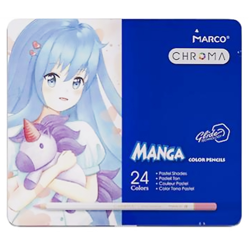 Colored pencils "Marco CHROMA" 24 pcs. /8550-24TN/ Manga, metal pencil case (6/36)
