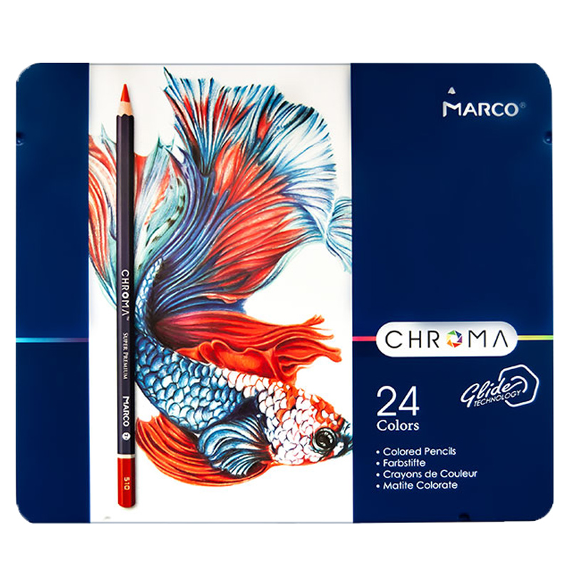 Colored pencils "Marco CHROMA" 24 pcs. /8010-24TN/ metal pencil case (6/36)