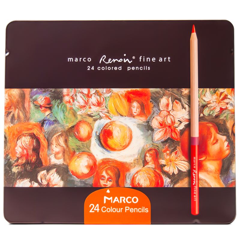 Colored pencils "Marco FineArt" 24 pcs. /FineArt-24TN/ Renoir, cedar, metal pencil case (6/36)