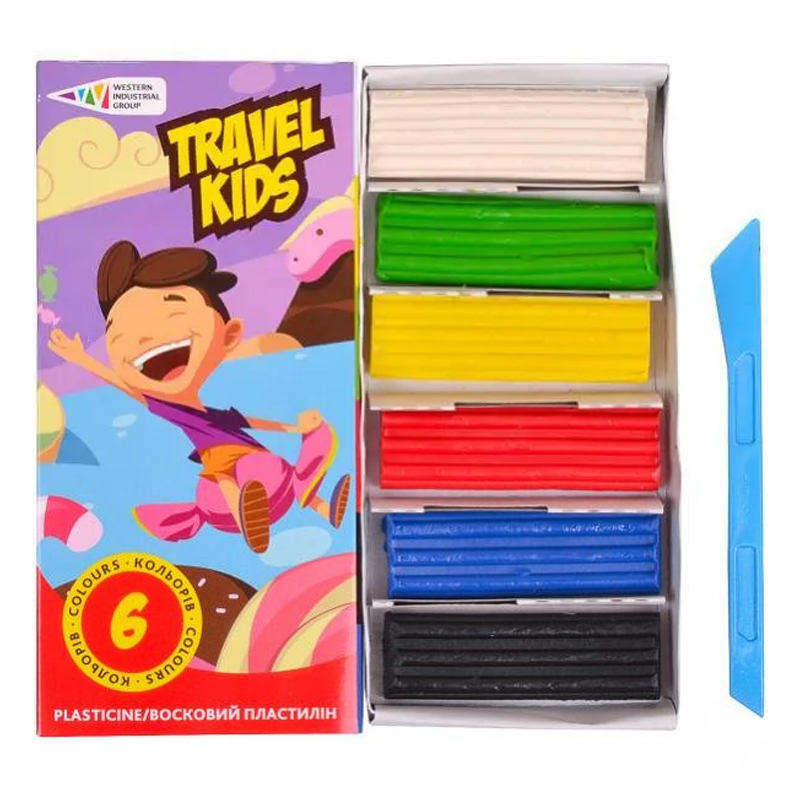 Plasticine "TRAVEL KIDS" wax 6 pcs. /331008/TK/ k/k 72g. (24)