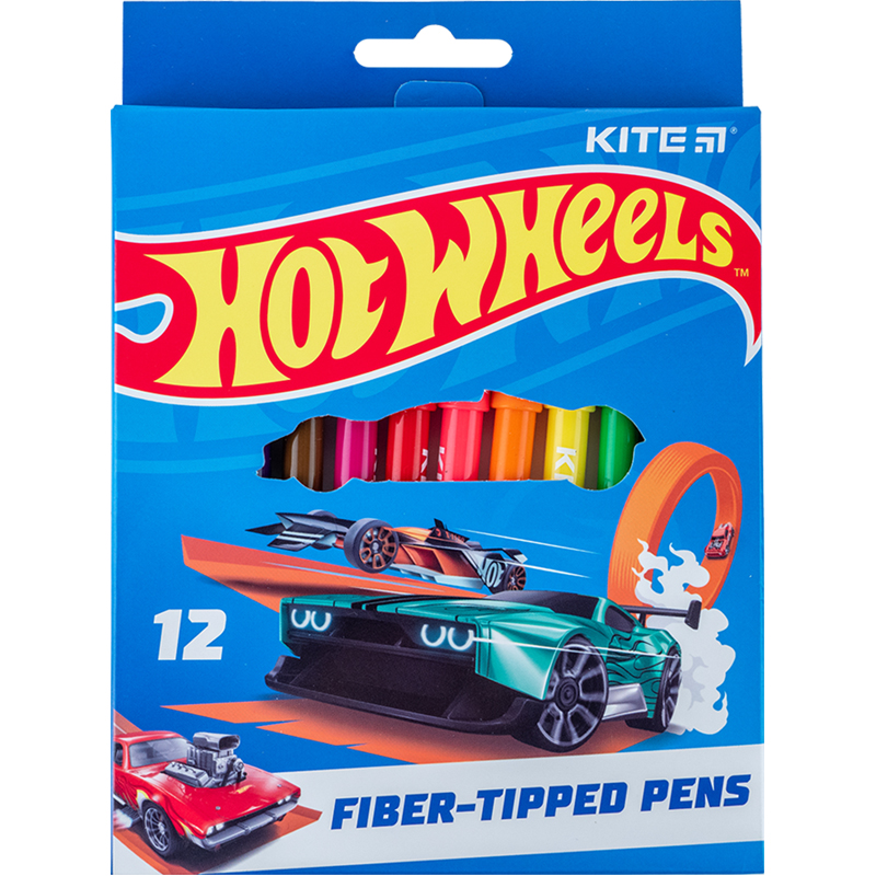 Felt-tip pens "Kite" 12 pcs. /HW24-447/ "Hot Wheels" (1/24/192)