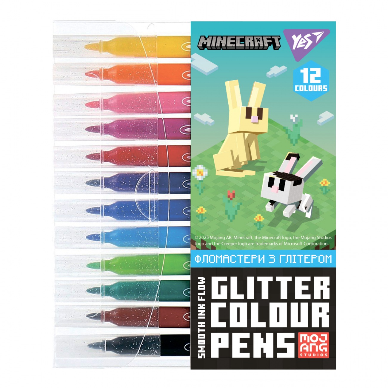 Felt-tip pens "YES" 12 pcs. /650587/ "Minecraft.Spring", glitter (1/12/144)