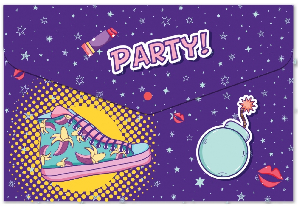 Папка-конверт А5 на кнопці "Cool for school"  /CF32013-08/ "Party" (1/12)