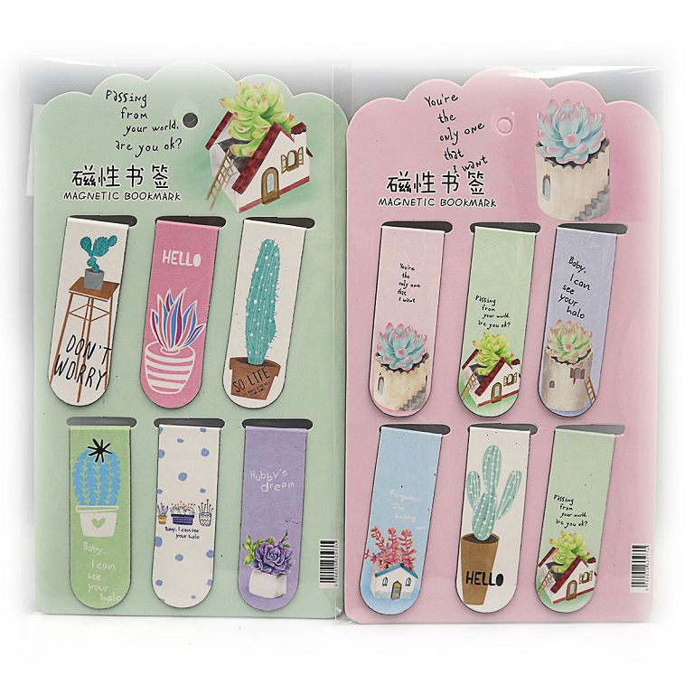 Magnet bookmark "JO" /HX2271-5/ "Cactus" 6 pcs., 6*2 cm (1/36/1080)