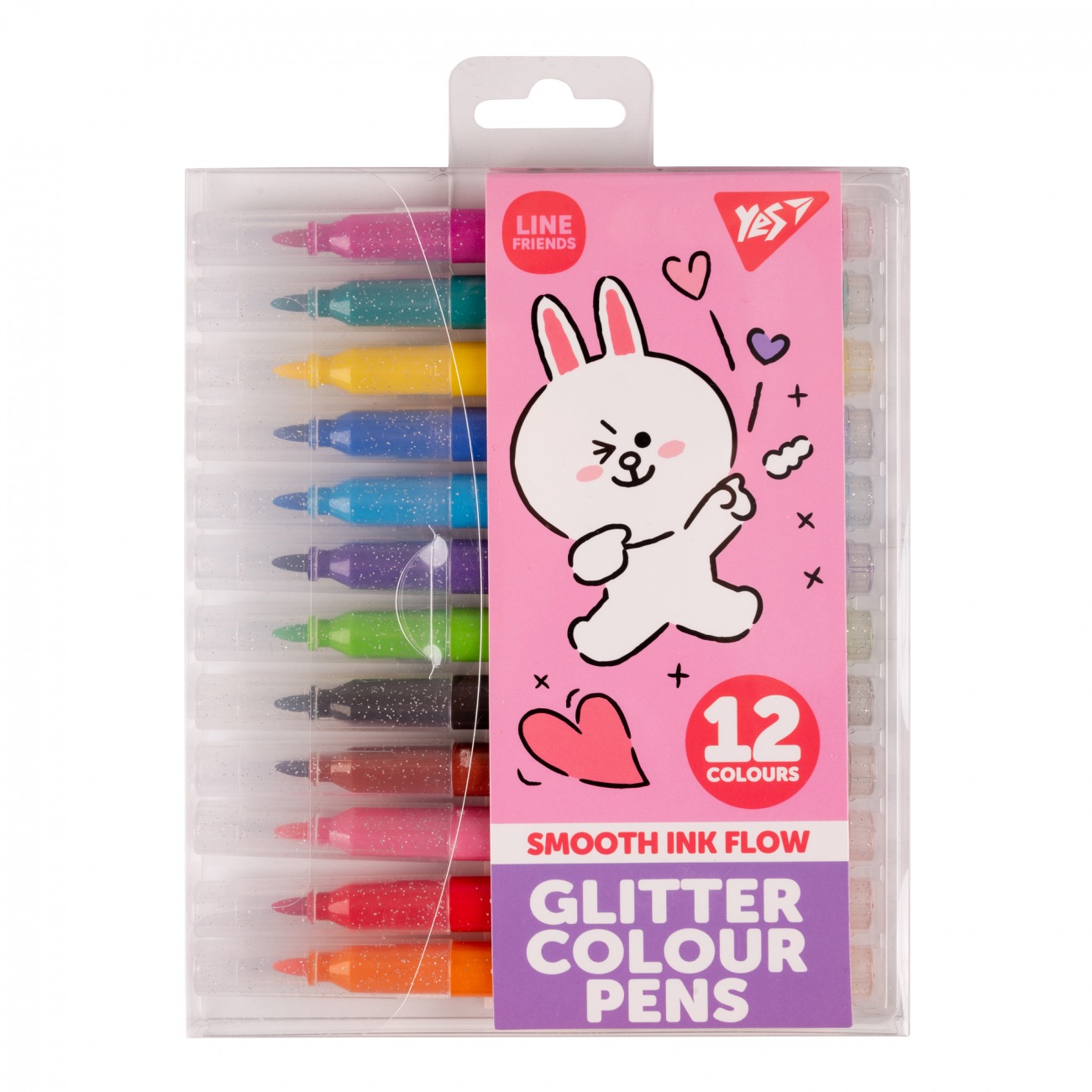 Felt-tip pens "YES" 12 pcs. /650559/ "Line Friends", glitter (1/12/72)