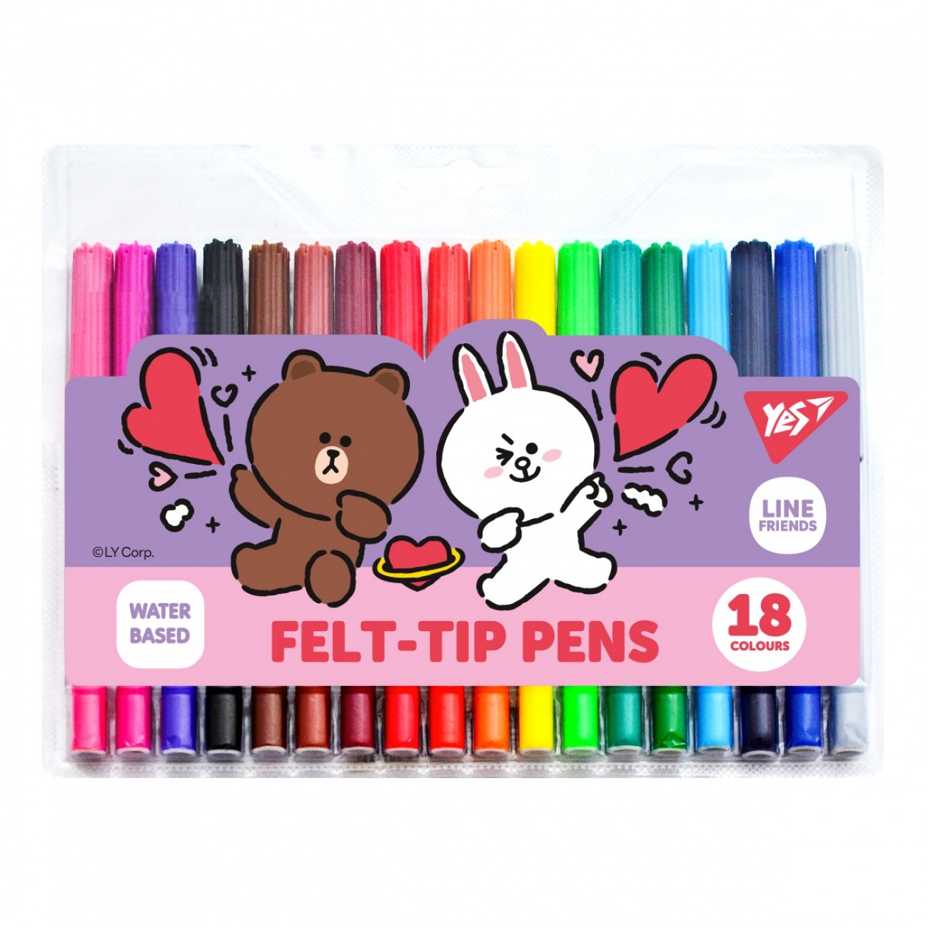 Felt-tip pens "YES" 18 pcs. /650551/ "Line Friends" (1/12/144)
