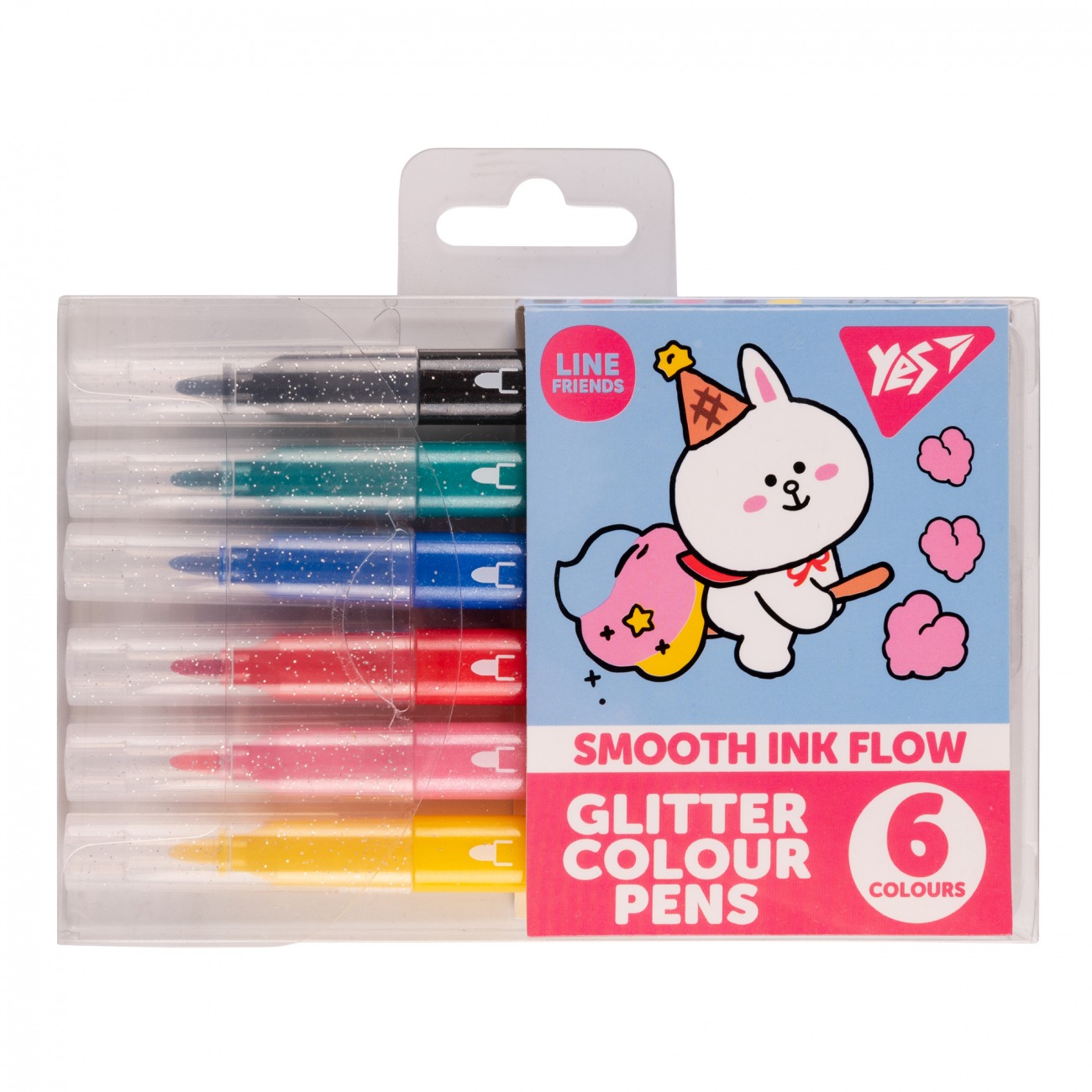 "YES" felt-tip pens 6 pcs. /650560/ "Line Friends", glitter (1/24/144)