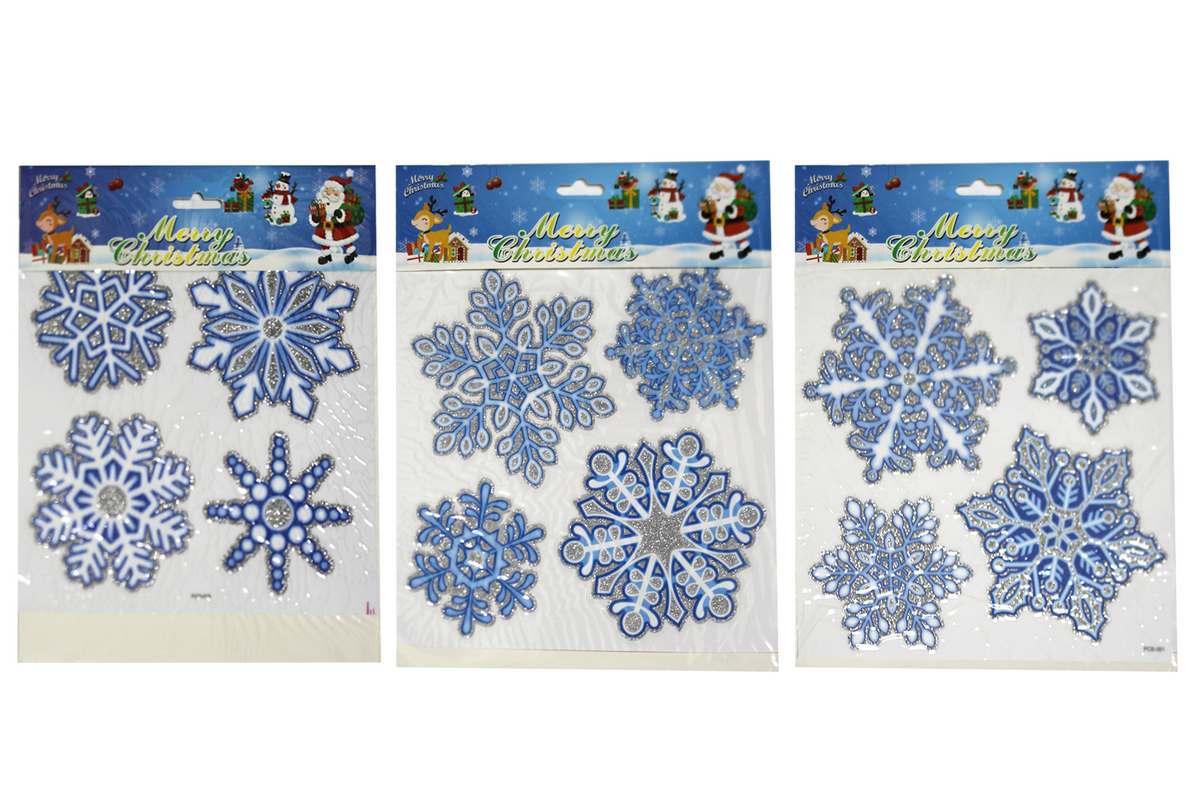 Window sticker layer "WB" /PCB-001-006/ Snowflake with glitter 23*18cm (12)