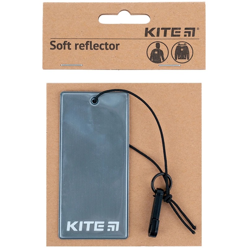 Keychain-pendant soft reflective rectangular "Kite" /K23-109-1/ dark gray (1/24)