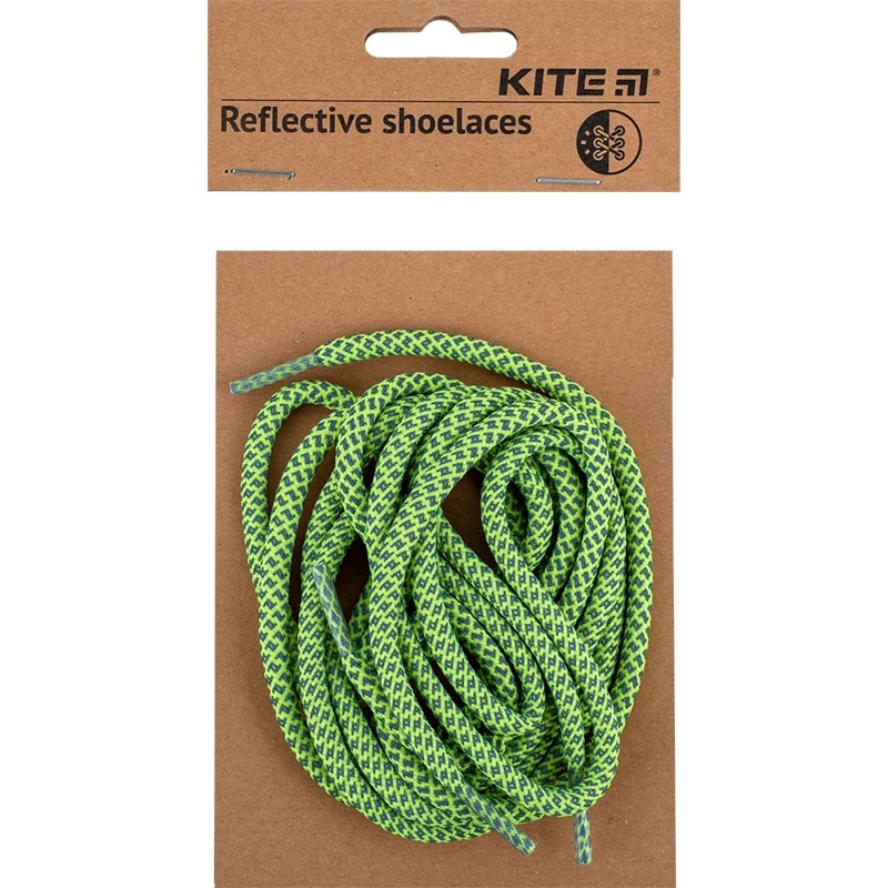 Reflective shoelaces "Kite" /K23-128-4/ light green, 2 pcs in a pack (1/24)