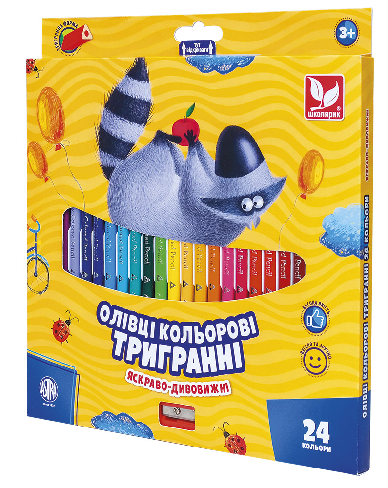 Colored pencils "Schoolboy" 24 pcs. /312110003-UA/ three-sided, chinka (1/6)