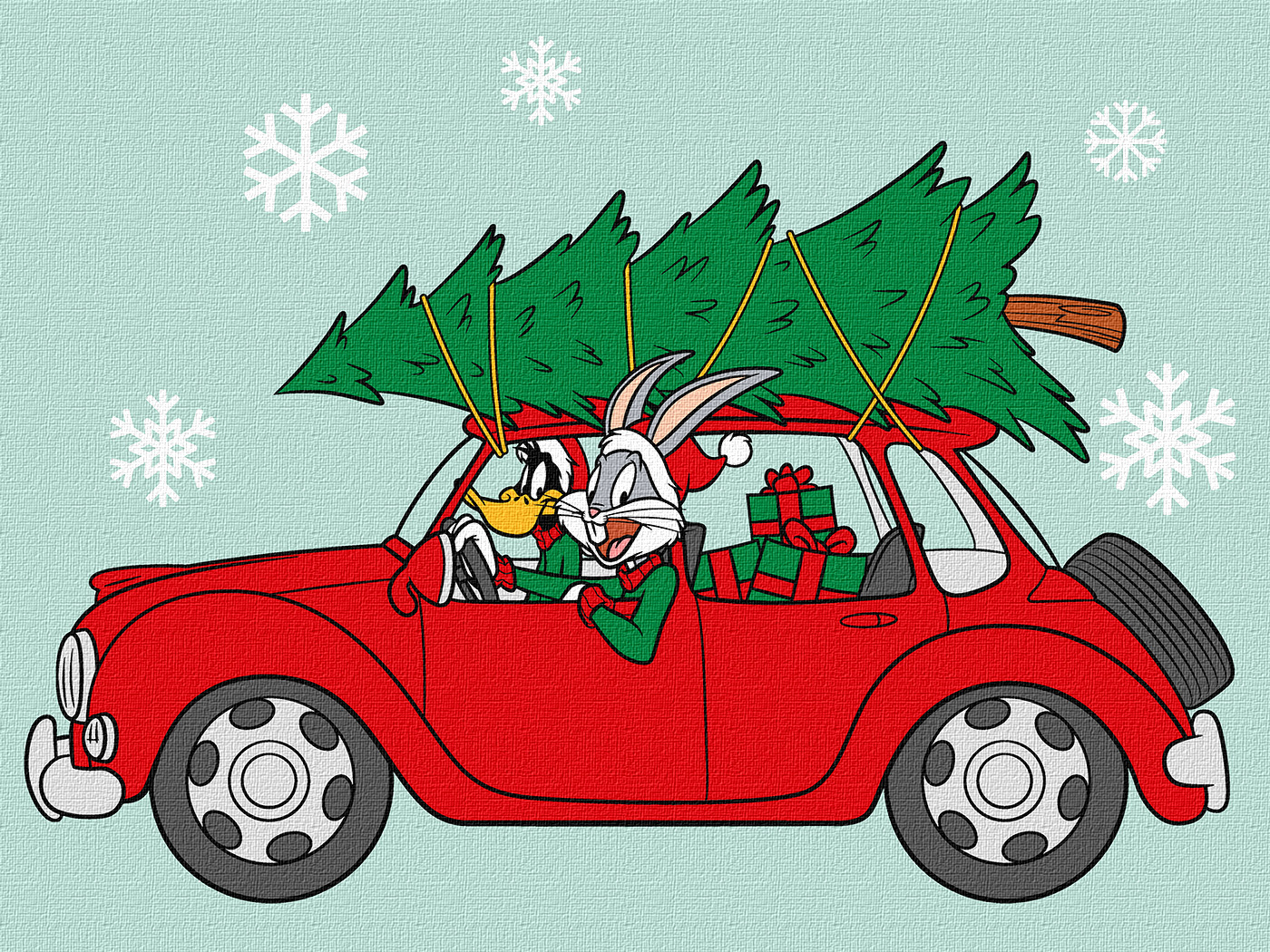 Painting by numbers "Ideyka" /KHO6861/ "Bugs & Daffy: Christmas trip" 30*40cm