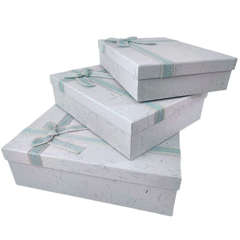 Gift box /271024/ blue rectangular pastel matte 3pcs/pack, 33x26.5x10-27.5x20.5x6.5 cm