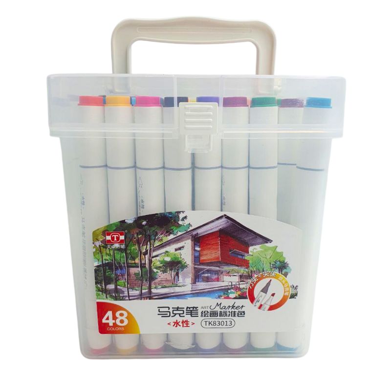 Double-sided sketch marker "JO" /TK83013-48/ triangular. scosh/circle. 48pcs/set layer. container with handle (1/18)