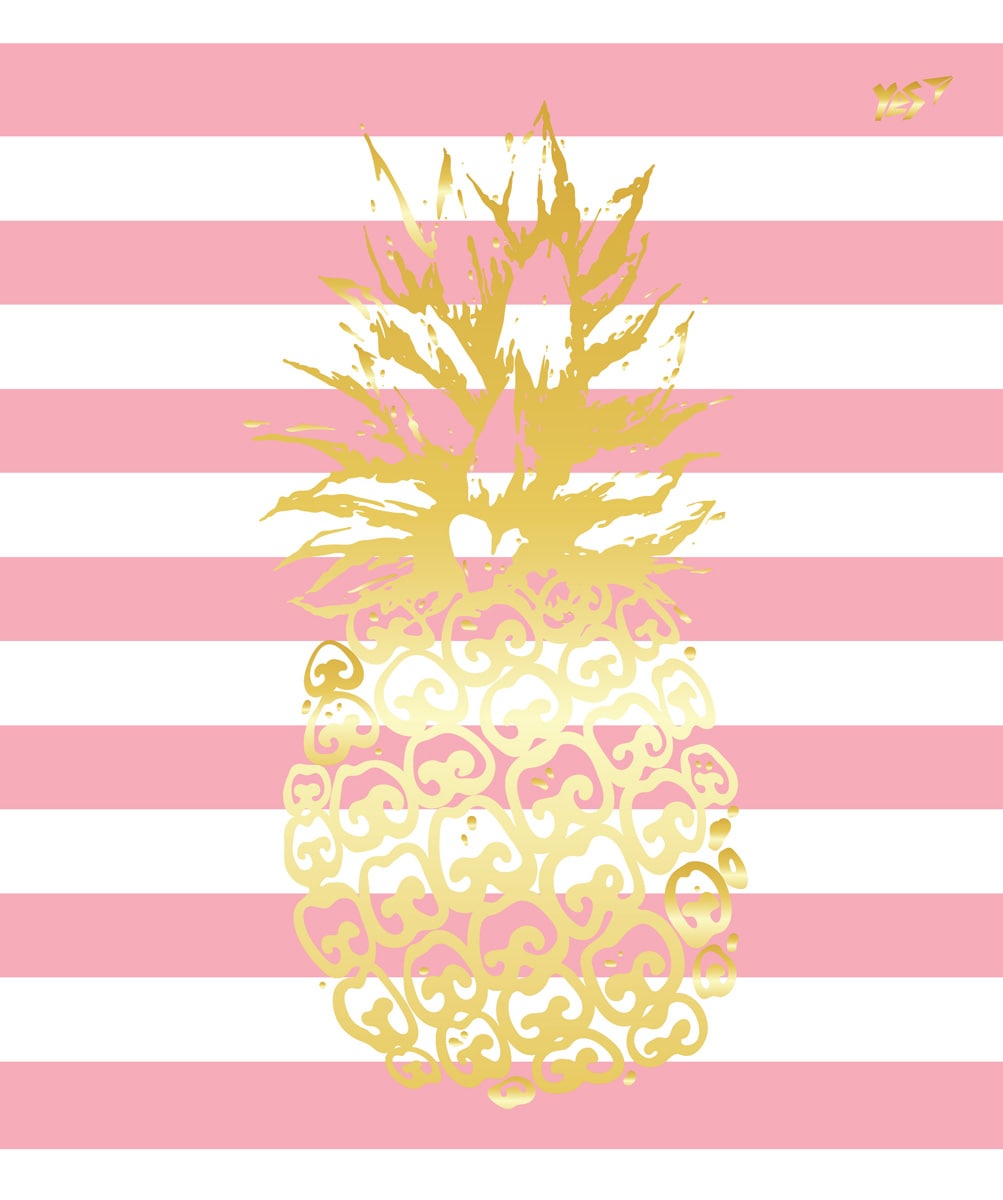 Student's notebook "YES" 24 sheets # /763255/ mat. lamination + gold foil + pineapple gold glitter (10/160)