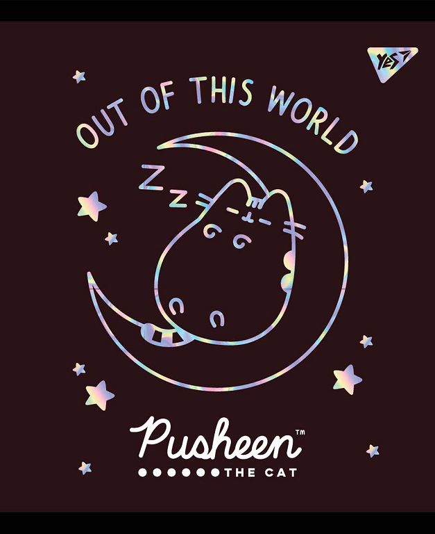 Student's notebook "YES" 12 sheets # /765143/ "Pusheen fabulous" soft-touch + foil silver holograph. (10/250)