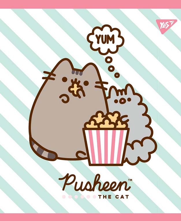 Student's notebook "YES" 12 sheets # /765144/ "Pusheen. Sweet cat" UV selection + glitter + soft touch (10/250)
