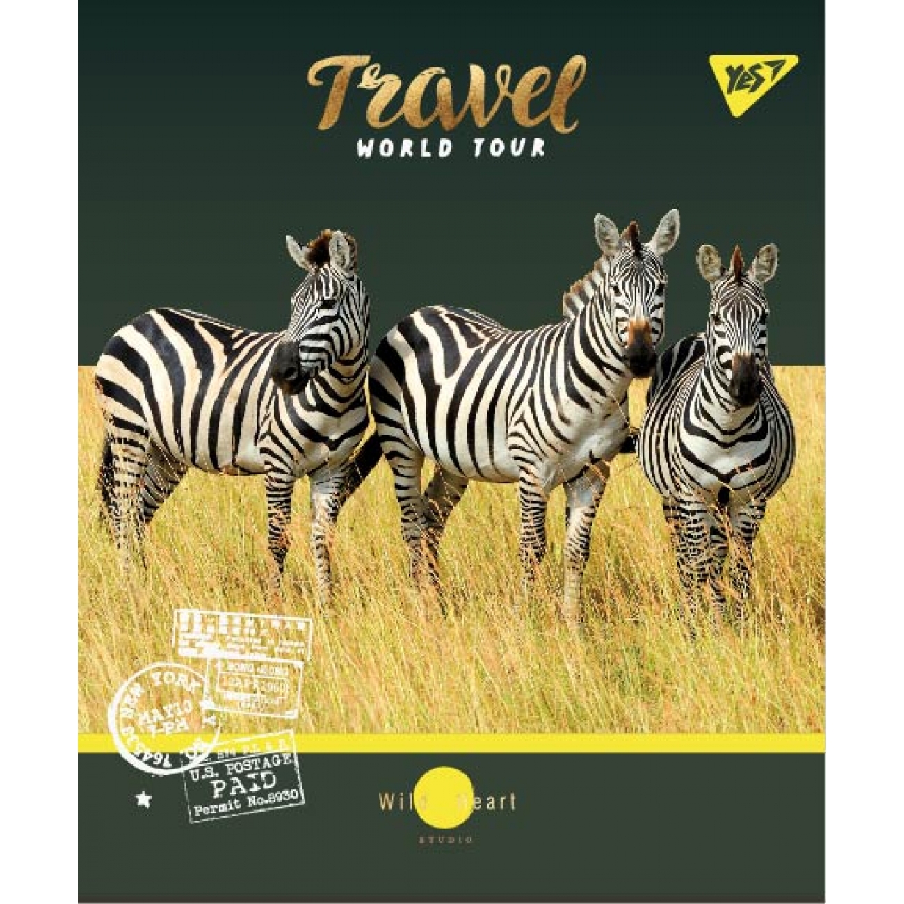 Student's notebook "YES" 24 sheets # /764308/ "WILD ANIMALS" mat. VDL+gold foil+soft-touch+UV selection. (10/160)