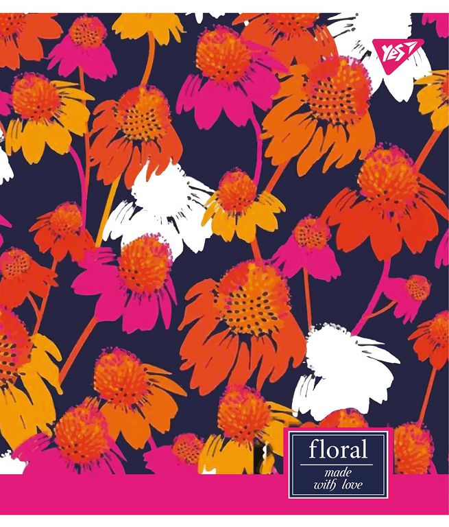 Student's notebook "YES" 24 sheets # /765228/ "Floral explosion" neon+soft-touch (10/160)
