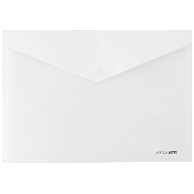 Button-envelope folder A4 "ECONOMIX" /E31301-00/ transparent, gloss, Transparent (12/120)